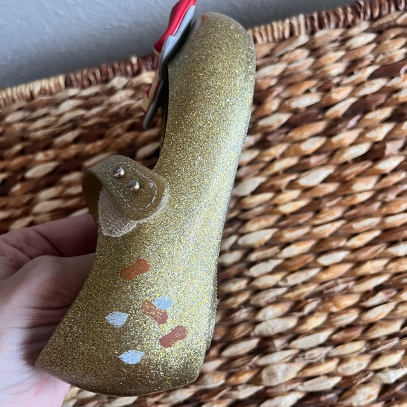 Mini Melissa Disney dumbo gold shimmer Mary Jane red bow 10 - Picture 4 of 7